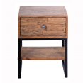 thumbnail image 2 of 22 Inch Bedside Table Nightstand, Mango Wood, Metal, Natural Brown, Black- Saltoro Sherpi, 2 of 5