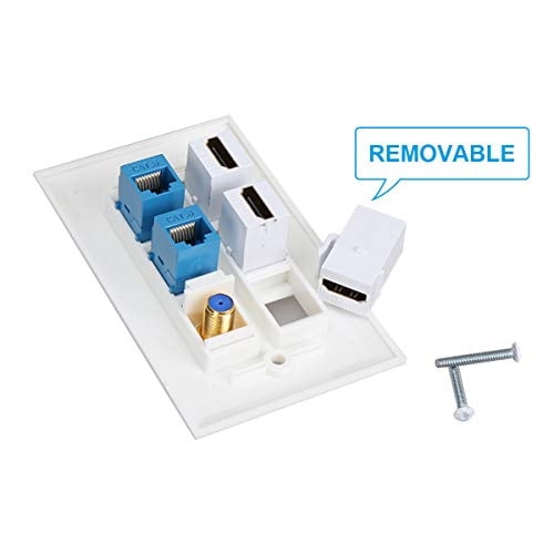 Placa de pared Keystone 3 HDMI, PHIZLI Cat 6 Keystone Cable coaxial TV