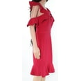 thumbnail image 3 of Rachel Zoe Womens Delia Ruffled Cold Shoulder Dress, Red, 8, 3 of 4