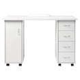 thumbnail image 2 of IVV Manicure Table Nail Desk on Wheels w/Drawers, Cabinet & Wrist Rest, Spa Salon Beauty Wooden Technician Workstation Home Office Computer Desk, White, 2 of 10