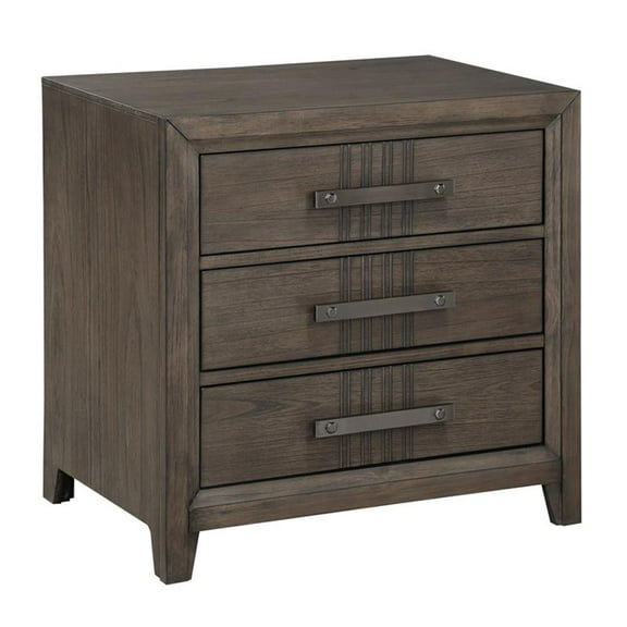 Pemberly Row Modern 3-Drawer Solid Wood Nightstand in Walnut