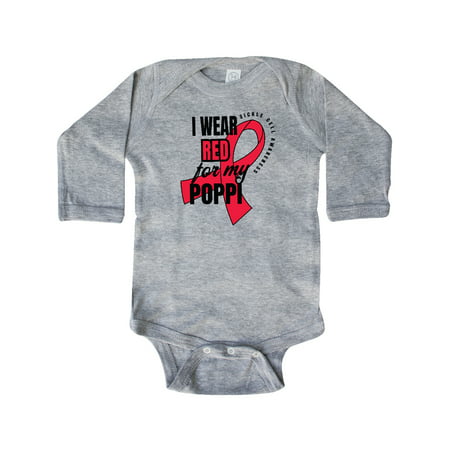 

Inktastic Sickle Cell Awareness I Wear Red For My Poppi Gift Baby Boy or Baby Girl Long Sleeve Bodysuit