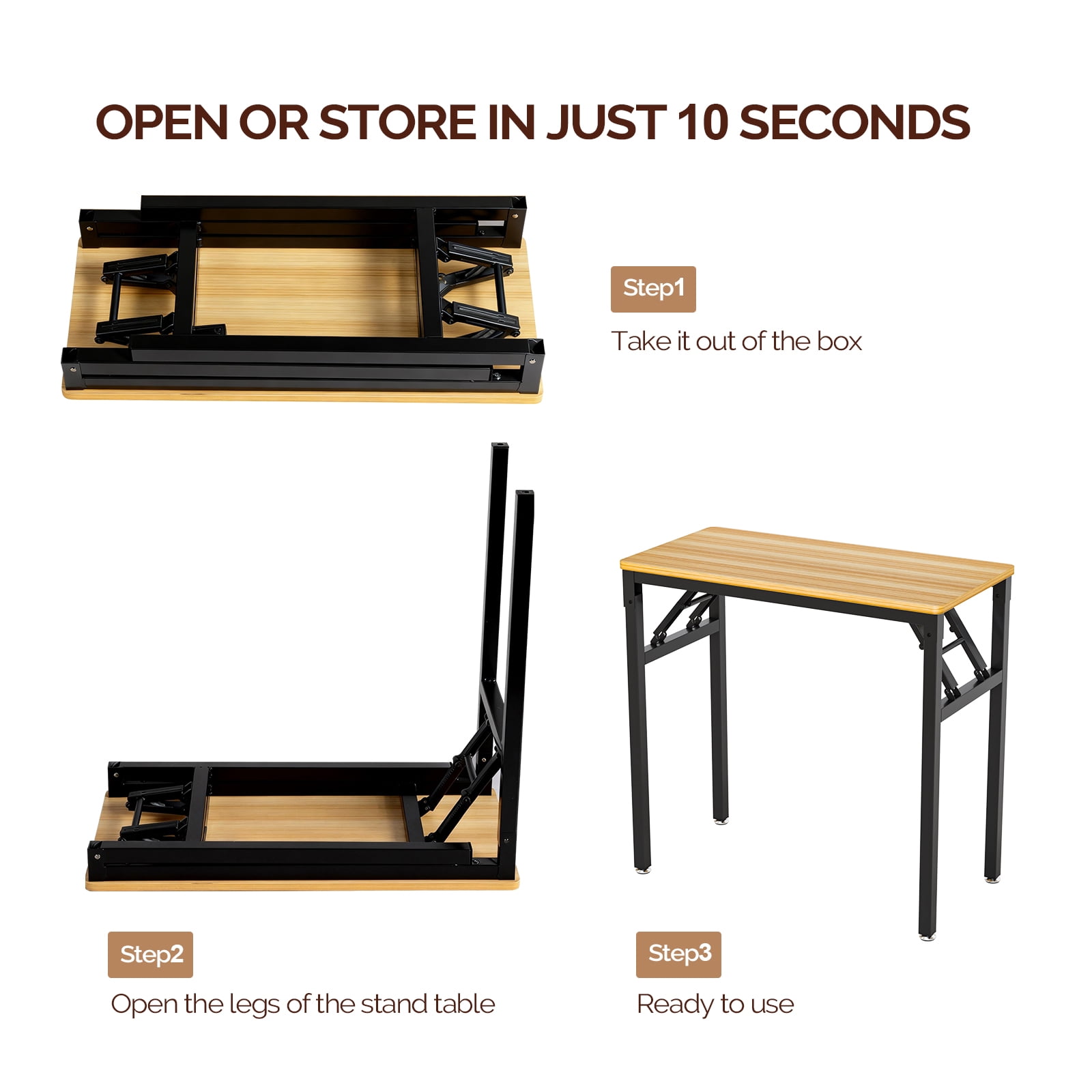 Ktaxon Folding Writing Computer Desk Home Office Study PC Writing Table, Oak & Black