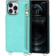 thumbnail image 3 of Crossbody Wallet Case for iPhone 12 Pro Max with Card Slot Holder,iPhone 12 Pro Max Magnetic Flip Folio Purse Case, PU Leather Zipper Handbag with Detachable Lanyard Strap 6.7 Inch (Mint Green), 3 of 14