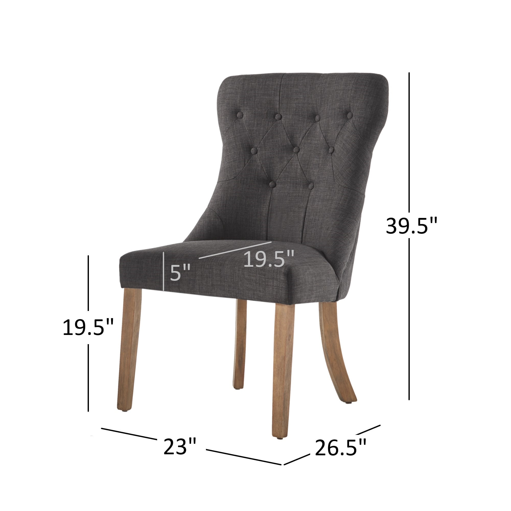 Weston Home Kirk Button Tufted Dining Chair, Set of 2, Dark Grey