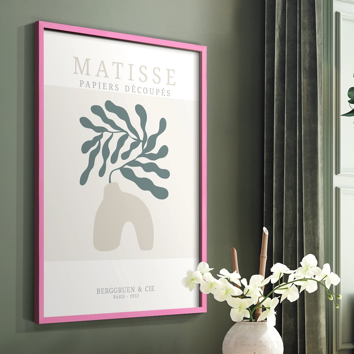 Matisse CDXXXVI in Pink Solid Wood Framed Print No Nail Hanging