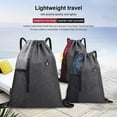 thumbnail image 3 of Dalazy Drawstring Packable Backpack Earphone Hole Adjustable Card Water Bottle Headset Storage Bag Outdoor Camping Bags Organizer Light Grey, 3 of 8