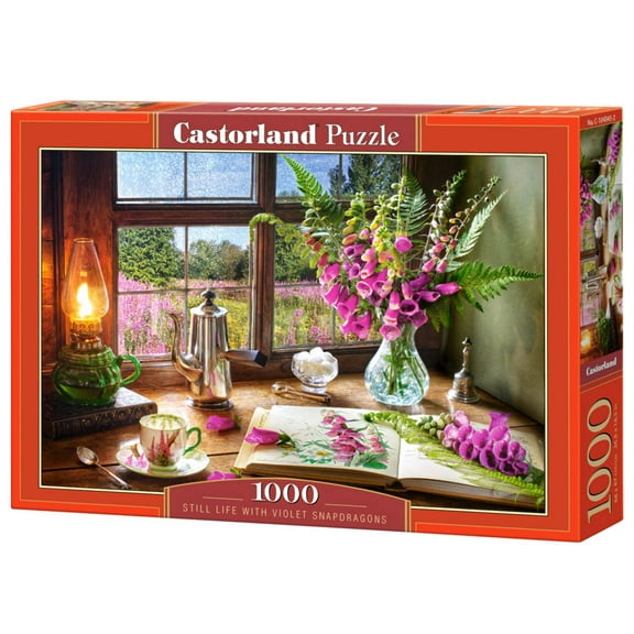 1000 Piece Jigsaw Puzzle, Still Life with Violet Snapdragons, Classic interior, Window view, Garden puzzle, Adult Puzzle, Castorland C-104345-2