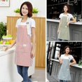 thumbnail image 3 of Delantal sin mangas a rayas para mujer, para cocina, con bolsillo, estilo halter, 3 of 4