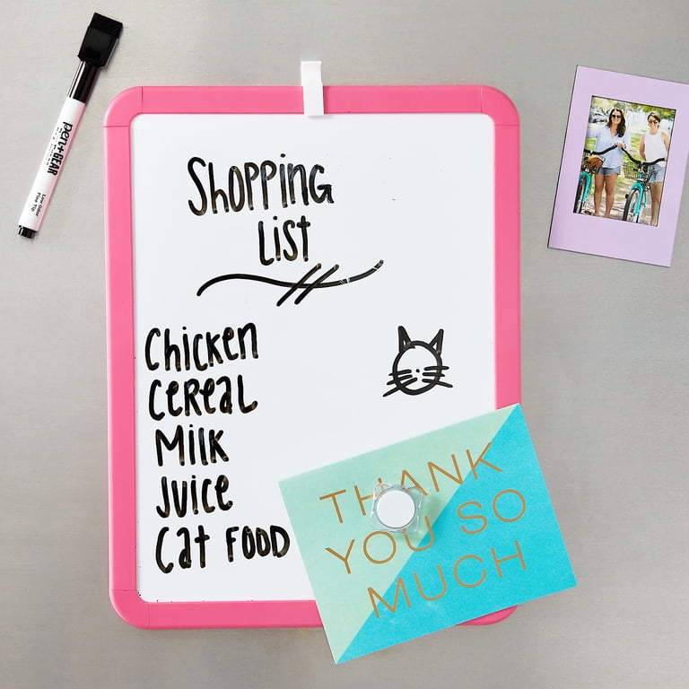 Pen+Gear Magnetic Dry Erase Board with Marker and Magnet, Pink
