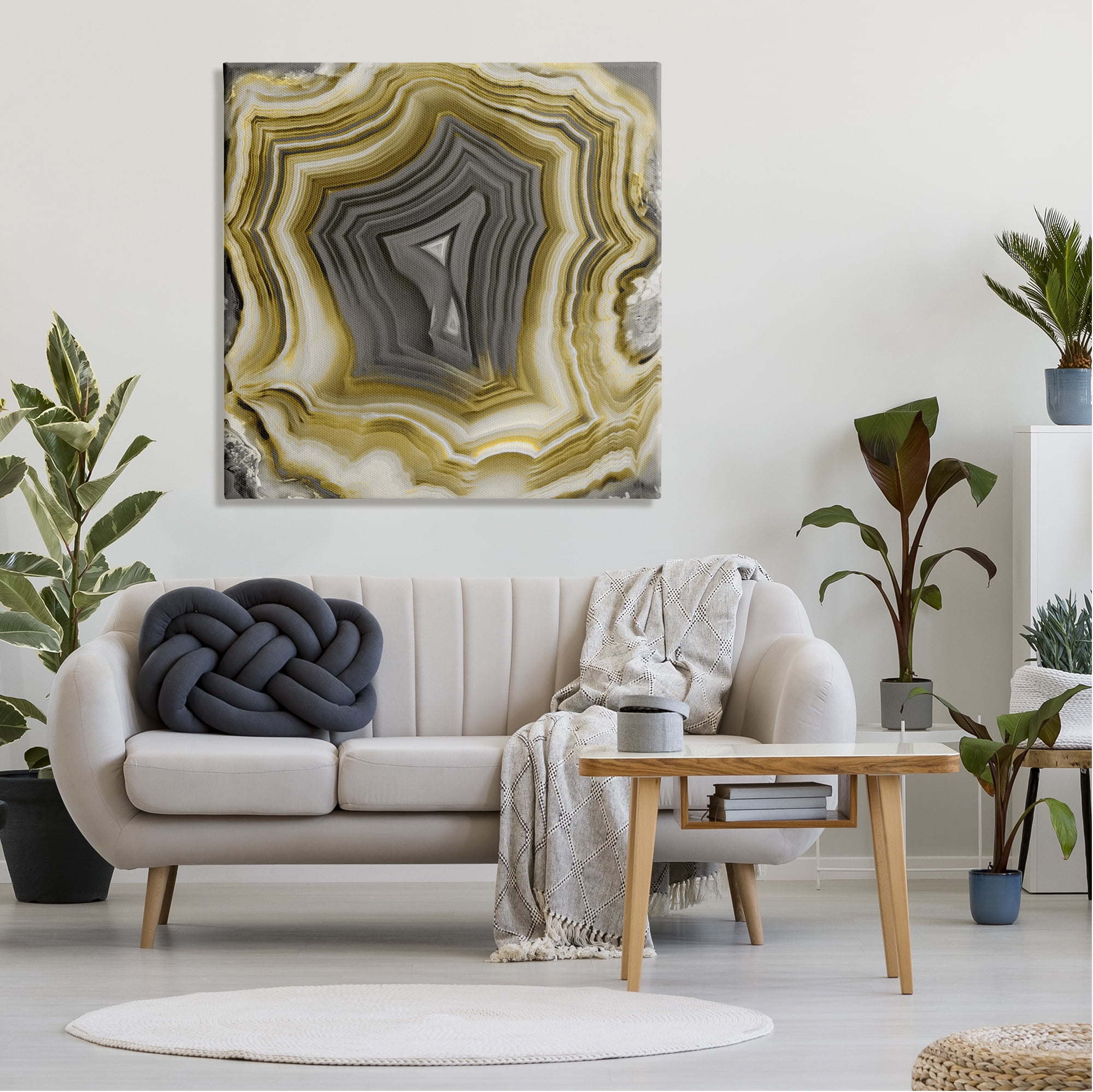 Stupell Neutral Tones Geometric Agate Shape Abstract Painting Gallery Wrapped Canvas Print Wall Art