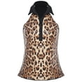 thumbnail image 3 of Yartina Womens Sleeveless Shiny Sequin Tank Top Lapel V Neck Vest Crop Top Shirt for Club Party Leopard XL, 3 of 7