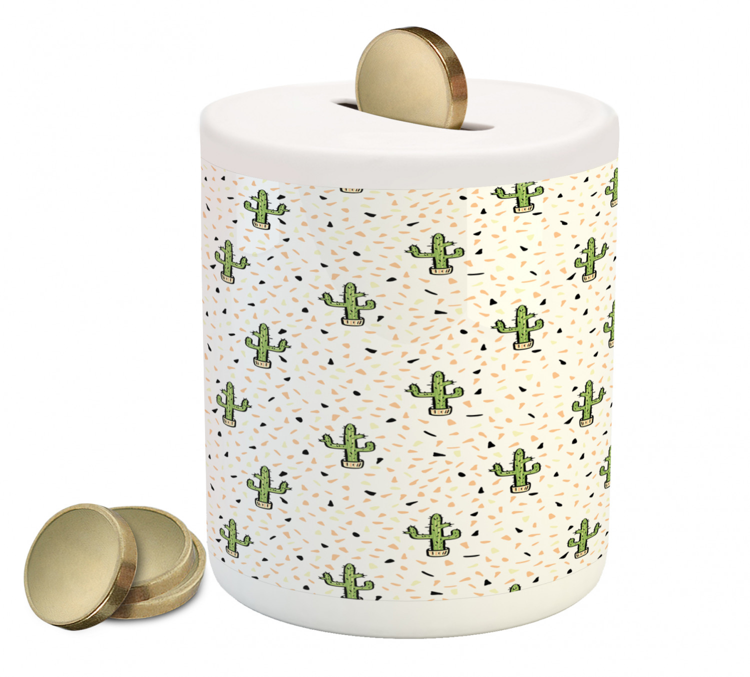 Exotic Piggy Bank, Cartoon Cactus Plant Pots Tropical Safari Climates ...