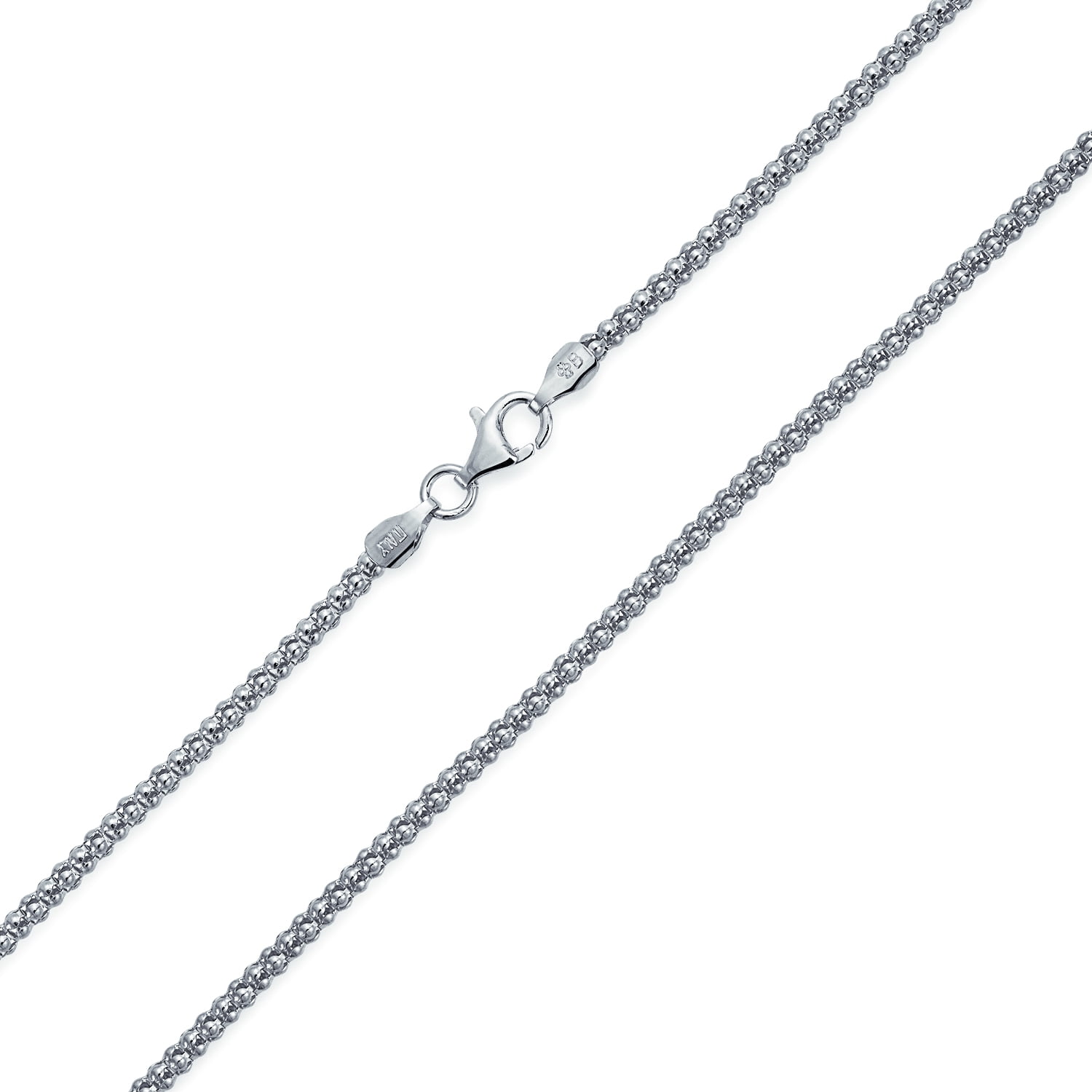 Save buying! Wholesale Bali 3 mm Oxidized Popcorn Sterling Silver Chains 