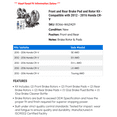 thumbnail image 2 of Front and Rear Brake Pad and Rotor Kit - Compatible with 2012 - 2016 Honda CR-V 2013 2014 2015, 2 of 2