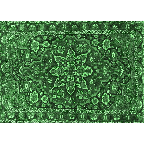 Ahgly Company Indoor Rectangle Persian Emerald Green Traditional Area Rugs, 2' x 5'