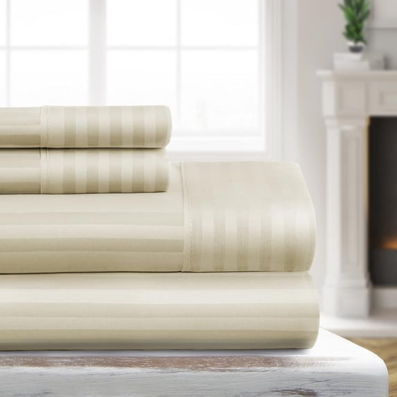 Luxury Ultra Soft Striped 4 Pc Sheet Set By Sharon Osbourne Home