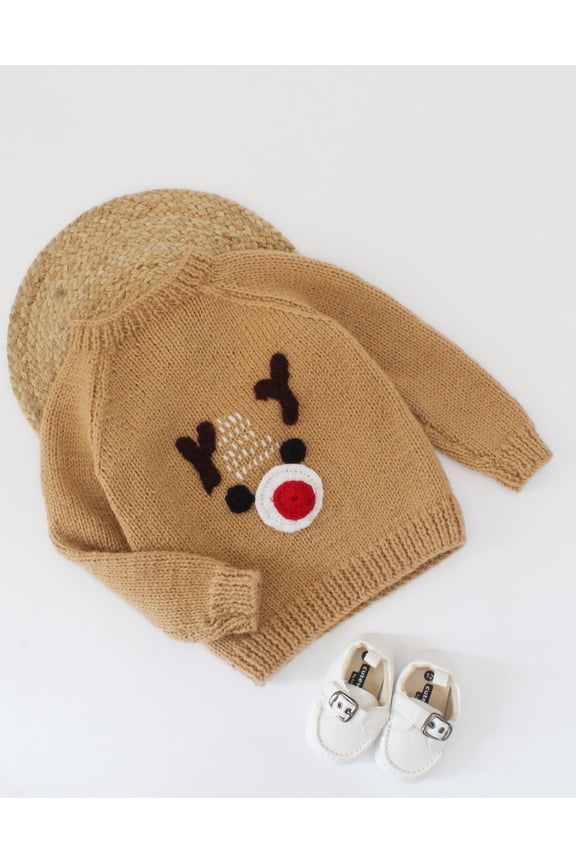 Handmade Raglan Sleeve Knitted Sweater-Brown