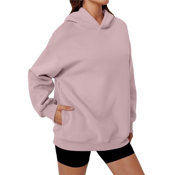 Womens Oversized Hoodies Comfy Sweatshirts Fall Fashion Outfits Casual Tops Fleece Clothes Lotus Root Pink Pink XXL
