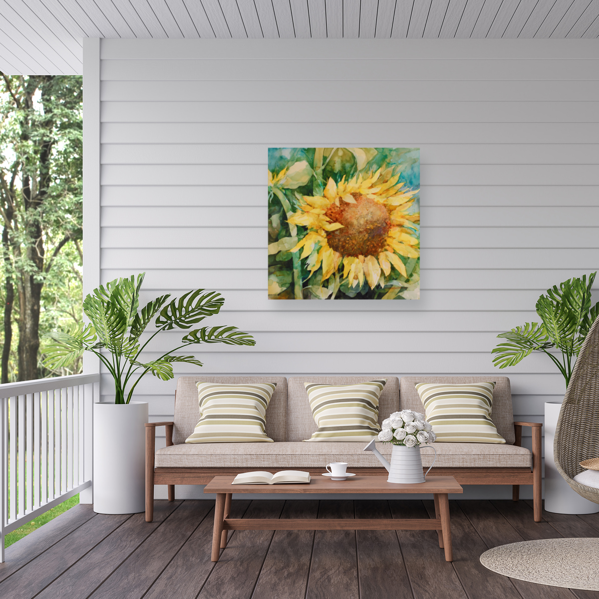 Annelein Beukenkamp 'Sunflower Centered' Outdoor Canvas 14x14