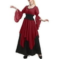 thumbnail image 5 of GaThRRgYP Women's Sling Gothic Dress,Women's Medieval Renaissance Pirate Witch Dress Gown Skirt Wine XS, 5 of 7