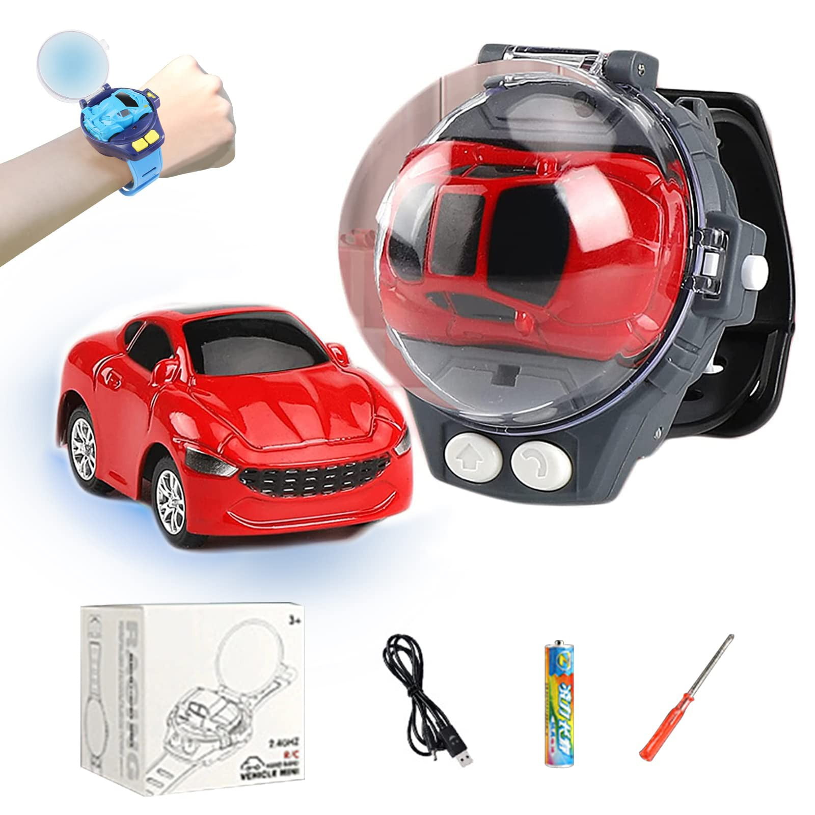 QXKE Mini Remote Control Car Watch Toys, 2.4 Ghz Racing Car Watch With