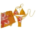 thumbnail image 4 of DHFJKG Floral Print Women Swimsuit Bikini Set With Mesh Skirts 3 Piece Beach Outfits Halter Side Tie Triangle Top Thong Bottoms Versatile Beachwear, 4 of 7