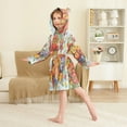 thumbnail image 4 of FORMRS Niños Bathrobe Unisex Hooded Robe Soft Plush Pajamas Sleepwear, Size 7-9T, Purple Floral Tomatoes, 4 of 7