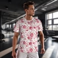 thumbnail image 3 of Wukai Rose Flowers Print Men's Short-Sleeved Mesh T-Shirt,Quick-Dry Short Sleeve Workout T-Shirt-Medium, 3 of 8