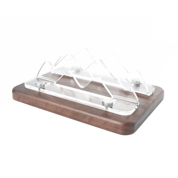 Walnut Base Vertical Desktop Stand for Mac Mini M4 Space Saving Organizer With Full Port Access