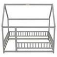 thumbnail image 6 of Triple Tree Full Size Contemporary Pine Wood Standard Bed with Roof and Fence Guardrails, White, 6 of 7