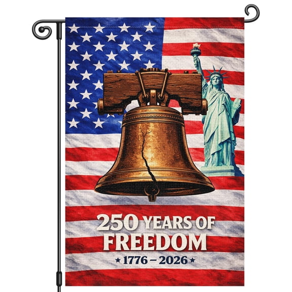 Double Sided 12x18 Yard Flag 250 Years of Freedom 250th Anniversary Patriotic Floral House Flag for 1776-2026 4th of July