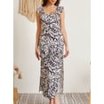 thumbnail image 3 of OYYN Women's Black White Abstract Print Ruffle Strap Sweetheart Neck Maxi Dress Side Slit Bodycon Gown for Date Night & Party, 3 of 7