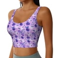 thumbnail image 2 of Rateoe Violet Print Womens' Sports Bras Scoop Neck Sports Vest- Padded U Back Seamless High Impact Support, 2 of 7