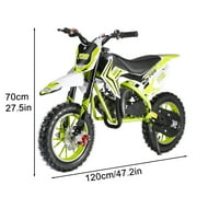 Happydeer Kids Dirt Bike, 49cc 2-Stroke Gas Power Motocross, Shock Absorption Springs Off Road Mini Motorcycle, Pocket Motorbike with Front Rear Disc Brakes (Yellow Green)
