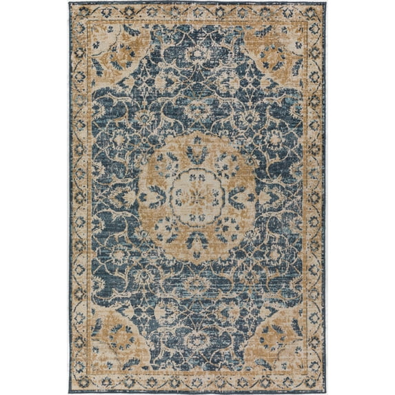 Dalyn Mercier Area Rug MR3 Mr3 Navy Navy Petals Scrolls