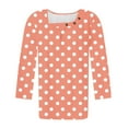 thumbnail image 5 of Scyoekwg 3/4 Length Sleeve Womens Tops Crew Neck Polka Dots T-Shirt Button Three Quarter Length Dressy Blouses (Orange,XXL), 5 of 7