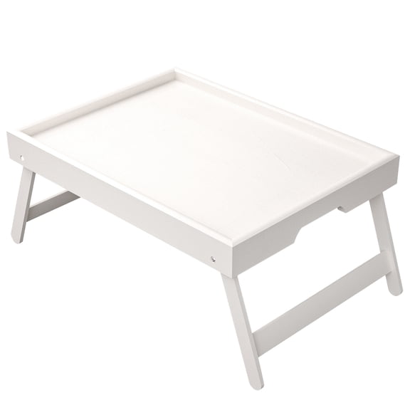 Bed Tray Table with Folding Legs,Bamboo Breakfast in Bed for TV Table, Laptop Computer Tray,Eating,Snack Tray(White)