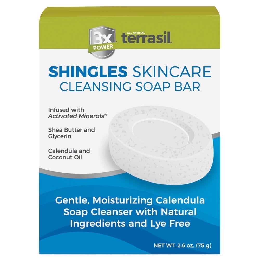 Terrasil Shingles Soap Skincare Cleansing Bar, Soothing Rash & Anti-Itch Relief for Sensitive Skin, Natural Calendula, 75 g