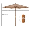 thumbnail image 3 of Outsunny 10' x 8' Round Wooden Patio Umbrella with Bamboo Rib for Outdoor, 3 of 10