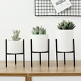 thumbnail image 4 of Walbest Ceramic Round Ceramic and Metal Planter & Stand Set, 4 of 7