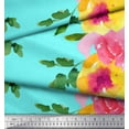 thumbnail image 2 of Soimoi Velvet Fabric Flower & Leaves Watercolor Fabric Prints By Yard 58 Inch Wide, 2 of 3