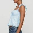 thumbnail image 7 of Delliss Women's Casual Solid Color Tight Fitting Pullover Lace Backless Camisole Top Light Blue M, 7 of 7