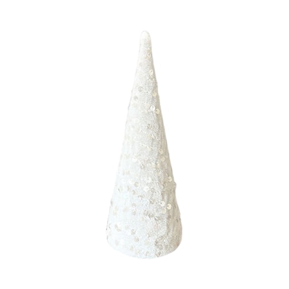 Mini Christmas Velvet Cone Tree Tabletop Decor with Glitter Sequins and Confetti, Modern Farmhouse Ornament for Mantel Shelf Dining Table Centerpiece, Winter Holiday Home Accent 7.8 Inch