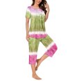 thumbnail image 2 of Besolor Womens 2 Piece Lounge Sets Tie Dye Crewneck Short Sleeve Tops and Capris Pants Pajamas Sleepwear, 2 of 7