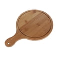 thumbnail image 4 of Round Natural Bamboo Wooden Pizza Tray with Handle Homemade Pizza Bread Tray Cutting Board Chopping Household Use Wash Wood Tray, 4 of 7