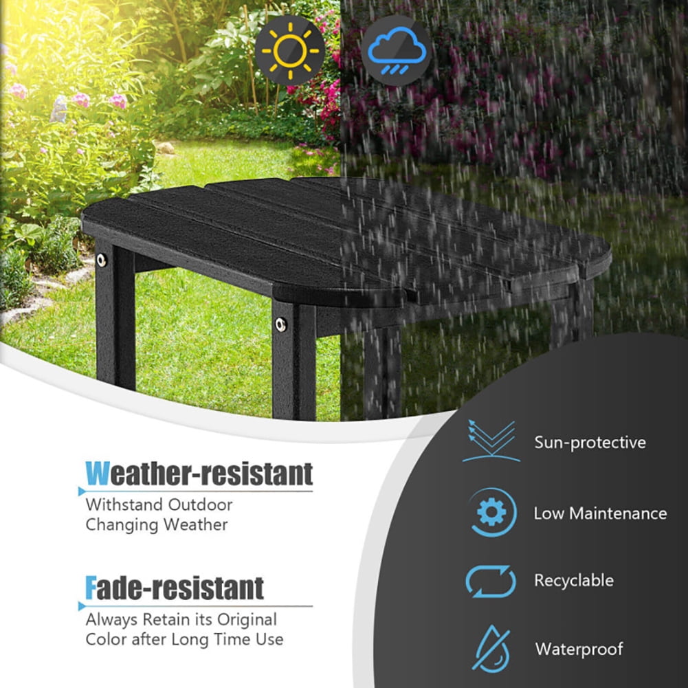 Aimee Lii 18 Inch Weather Resistant Side Table for Garden Yard Patio, Outdoor Patio Furniture, Black