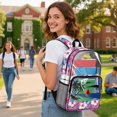 thumbnail image 3 of ZIATUBLES Clear Backpack 17 Inch, Heavy Duty Fabric & PVC Transparent Bookbag with Hawaiian Beach Sunset Print, Large Capacity See Through Backpack for Women Men School, 3 of 7