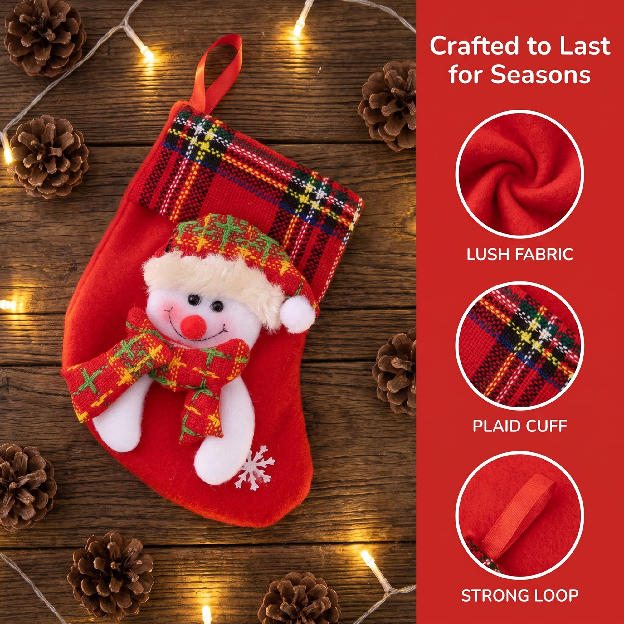 Unique Bargains Braided Christmas Stocking Double Layer Nordic Hygge Sock Snowflake 6"