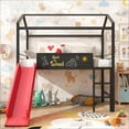 thumbnail image 5 of Bellemave Twin Size Metal Loft Bed with Slide, House Bed With Roof & Two-sided Blackboard, Twin House Loft Bed with Storage, No Box Spring Needed, Black and Red, 5 of 9